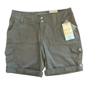 Sonoma Modern Fit 8P Bermuda Shorts Olive Green Stretch Casual 8 Petite NWT